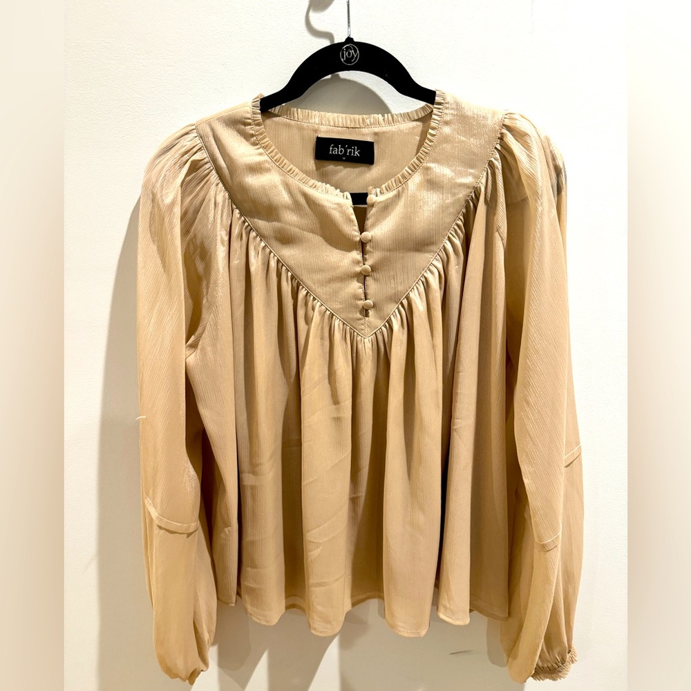 Fab’rik Gold Blouse - Sheer Sleeves- Size M
